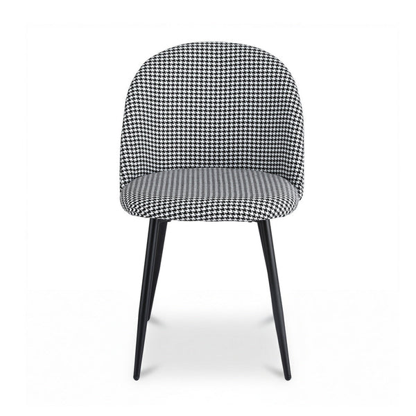 Artiss Set Of 2 Linen Solid Curved Houndstooth Dining Chairs