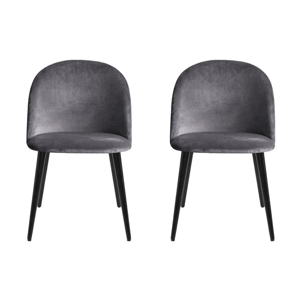 Artiss Set Of 2 Velvet Solid Curved Dark Grey Dining Chairs