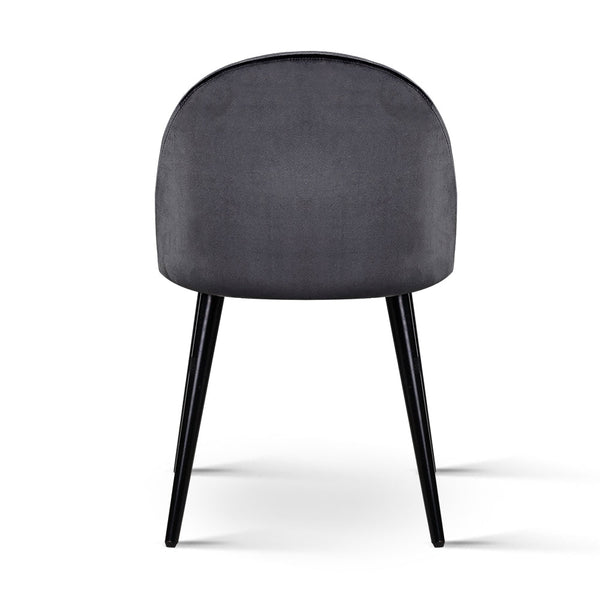 Artiss Set Of 2 Velvet Solid Curved Dark Grey Dining Chairs