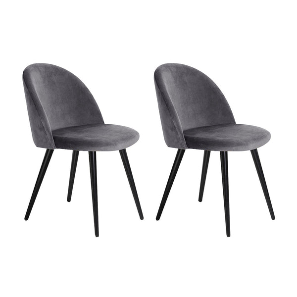 Artiss Set Of 2 Velvet Solid Curved Dark Grey Dining Chairs