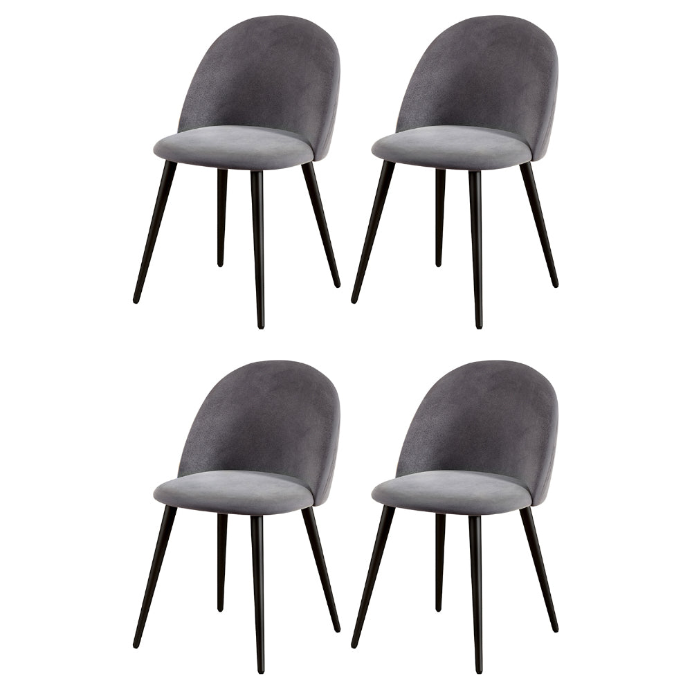 Artiss Velvet Set Of Four Dark Grey Furniture Dining Chairs