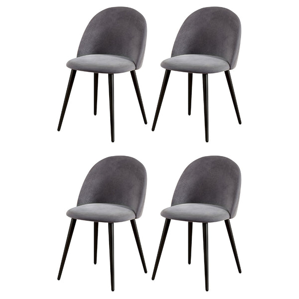 Artiss Velvet Set Of Four Dark Grey Furniture Dining Chairs