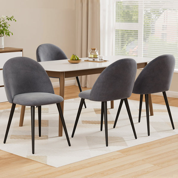 Artiss Velvet Set Of Four Dark Grey Furniture Dining Chairs