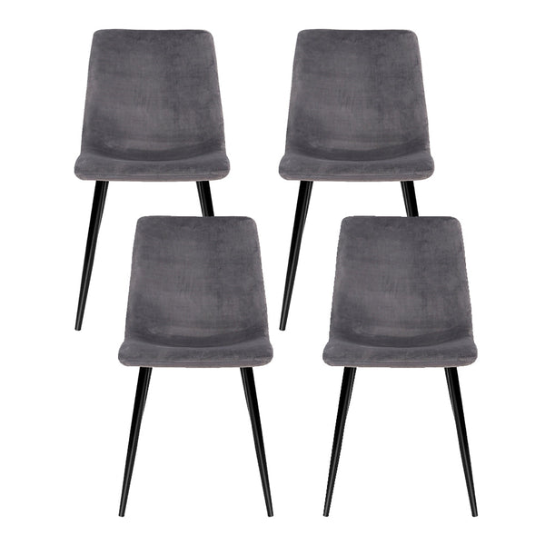 Artiss Set Of 4 Velvet Horizontal Slope Grey Dining Chairs