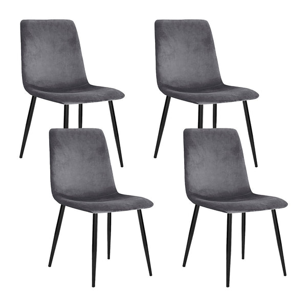 Artiss Set Of 4 Velvet Horizontal Slope Grey Dining Chairs