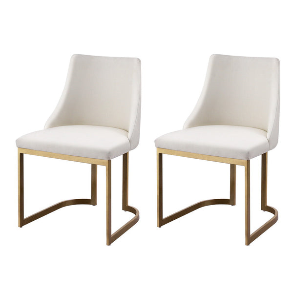 Artiss Set Of 2 Linen Fabric Frame Beige Dining Chairs