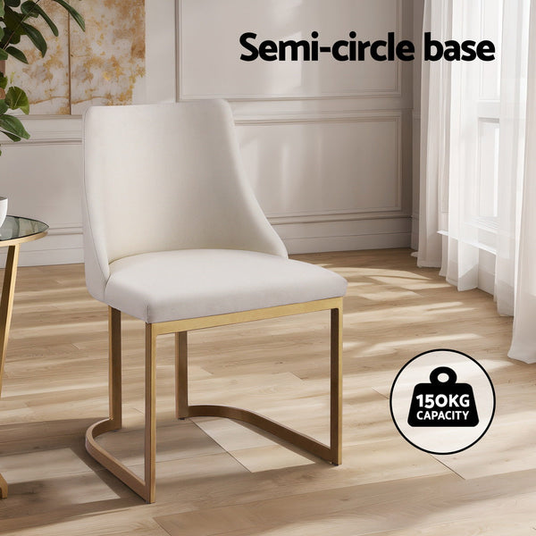 Artiss Set Of 2 Linen Fabric Frame Beige Dining Chairs