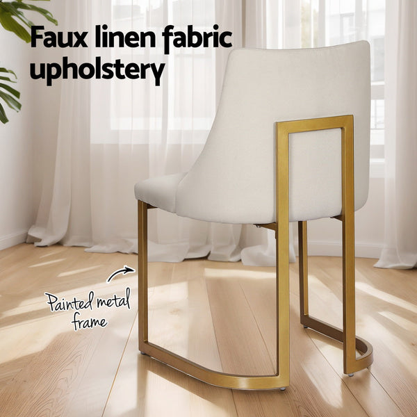 Artiss Set Of 2 Linen Fabric Frame Beige Dining Chairs