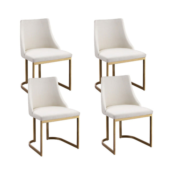 Artiss Linen Set Of Four Beige Upholstered Furniture Dining Chairs