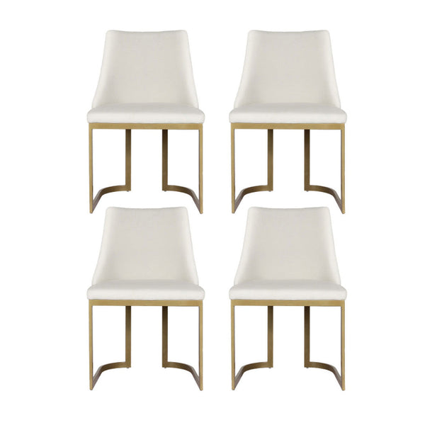 Artiss Linen Set Of Four Beige Upholstered Furniture Dining Chairs