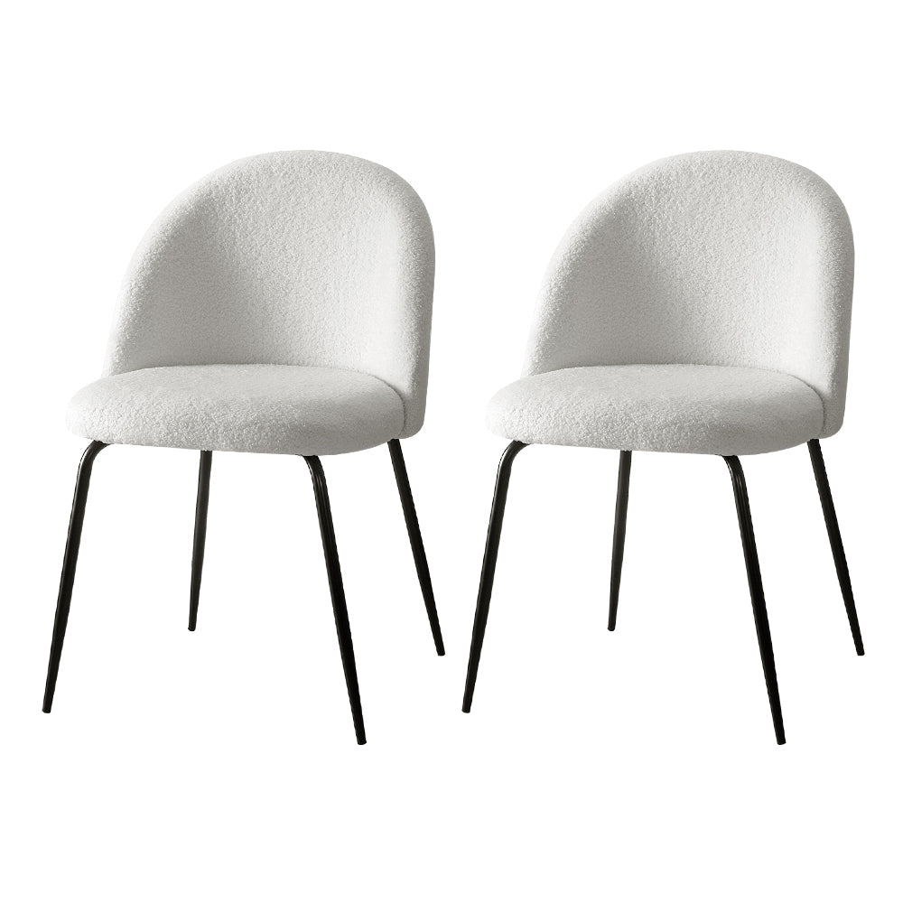 Artiss Set Of 2 Sherpa Boucle White Dining Chairs