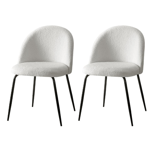 Artiss Set Of 2 Sherpa Boucle White Dining Chairs