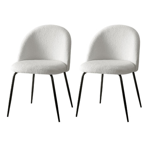 Artiss Set Of 2 Sherpa Boucle White Dining Chairs