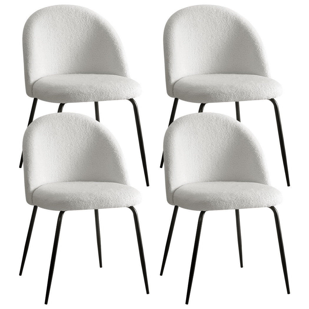 Artiss Set Of 4 White Sherpa Boucle Furniture For Home And Garden Dining Chairs