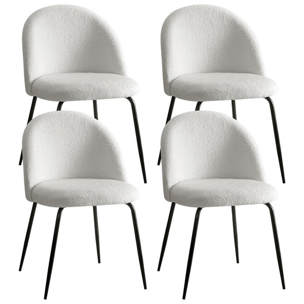 Artiss Set Of 4 White Sherpa Boucle Furniture For Home And Garden Dining Chairs