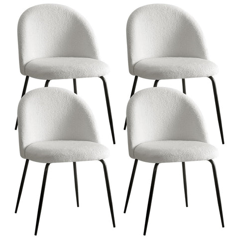 Artiss Set Of 4 White Sherpa Boucle Furniture For Home And Garden Dining Chairs