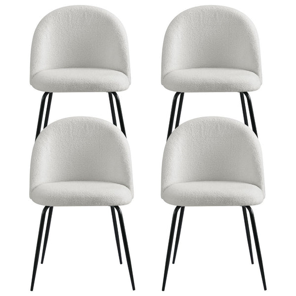 Artiss Set Of 4 White Sherpa Boucle Furniture For Home And Garden Dining Chairs