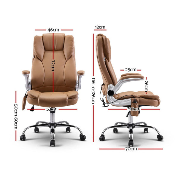 Artiss 8 Point Massage Office Chair Pu Leather Brown Massage Tables & Chairs