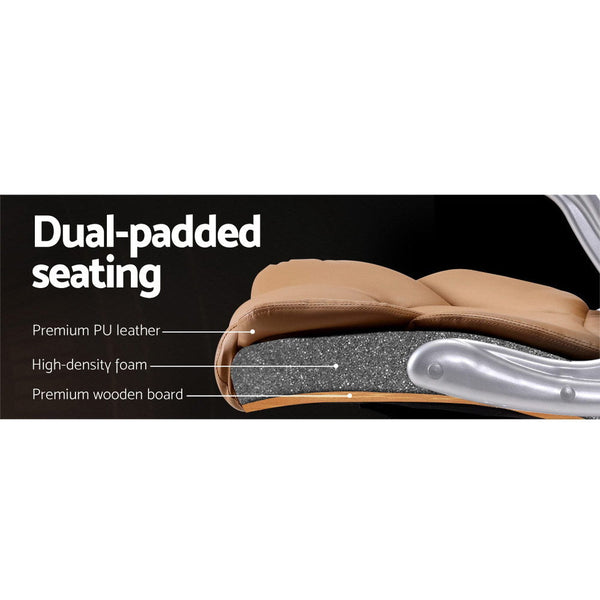 Artiss 8 Point Massage Office Chair Pu Leather Brown Massage Tables & Chairs