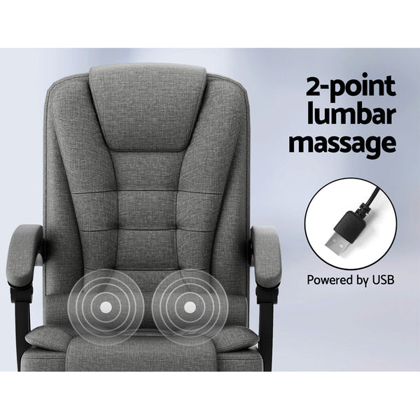 Artiss 2 Point Massage Office Chair Fabric Black Massage Tables & Chairs