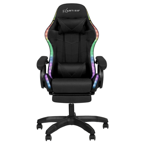 Artiss Gaming Office Chair 12 Rgb Led Massage Computer Work Seat Footrest Black Office Chairs