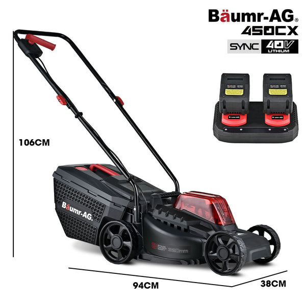 Baumr Ag Baumr Ag 450Cx 40V Sync Cordless Lawn Mower Kit Fast Charger 2 X 4Ah Battery 320Mm Grass Cutting Path Lawn Mowers