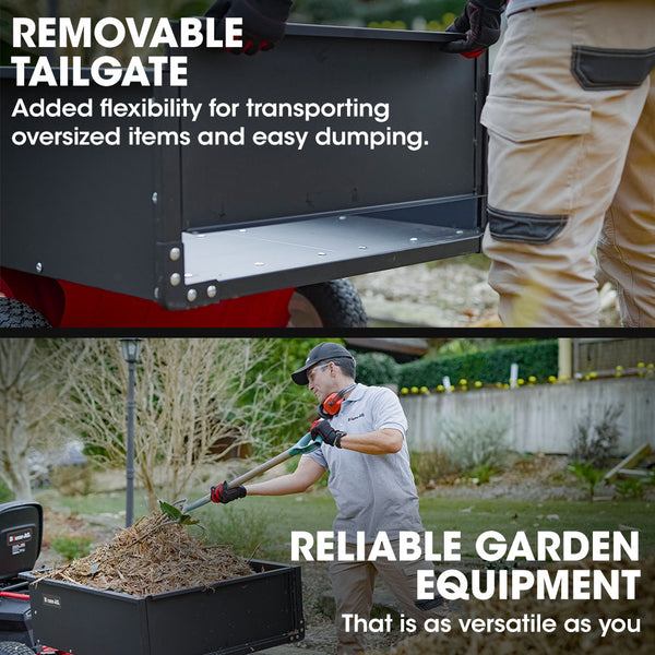 Baumr Ag 270Kg Capacity Metal Dump Cart For Ride On Mower Wheelbarrows Carts Wagons