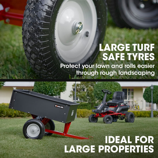Baumr Ag 270Kg Capacity Metal Dump Cart For Ride On Mower Wheelbarrows Carts Wagons