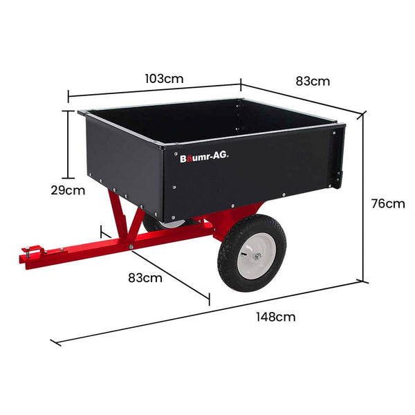 Baumr Ag 270Kg Capacity Metal Dump Cart For Ride On Mower Wheelbarrows Carts Wagons
