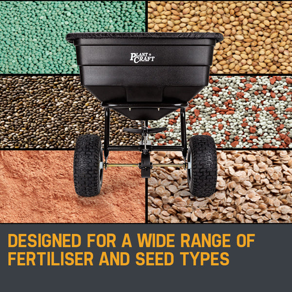 Plantcraft Tow Behind Broadcast Spreader 90Kg 105L Seed Fertiliser Rotary Rotary Tools