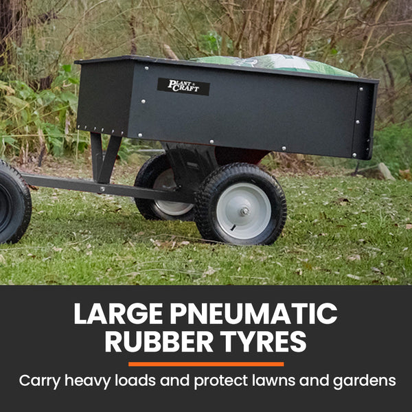 Plantcraft 270Kg Capacity Metal Dump Cart For Ride On Mower Wheelbarrows Carts Wagons