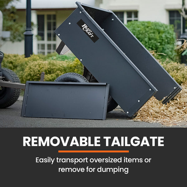 Plantcraft 270Kg Capacity Metal Dump Cart For Ride On Mower Wheelbarrows Carts Wagons