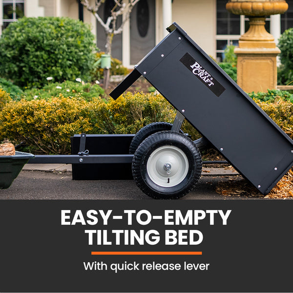 Plantcraft 270Kg Capacity Metal Dump Cart For Ride On Mower Wheelbarrows Carts Wagons