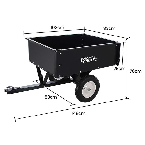 Plantcraft 270Kg Capacity Metal Dump Cart For Ride On Mower Wheelbarrows Carts Wagons