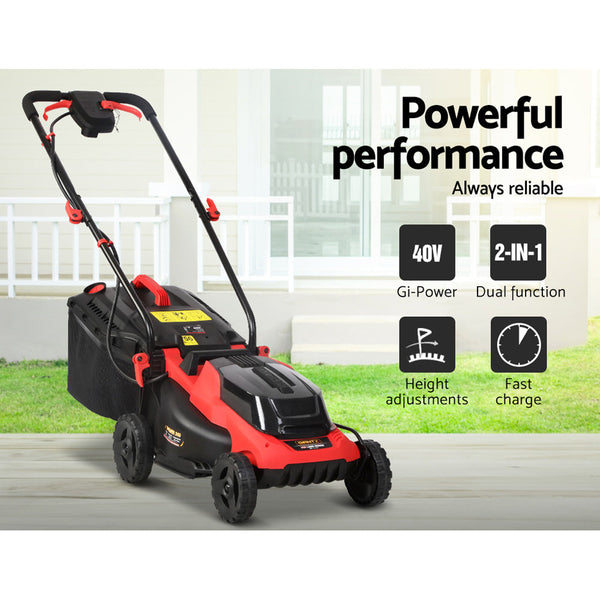 Giantz Lawn Mower Cordless 40V Battery Electric Lawnmower 34Cm Width Lawn Mowers