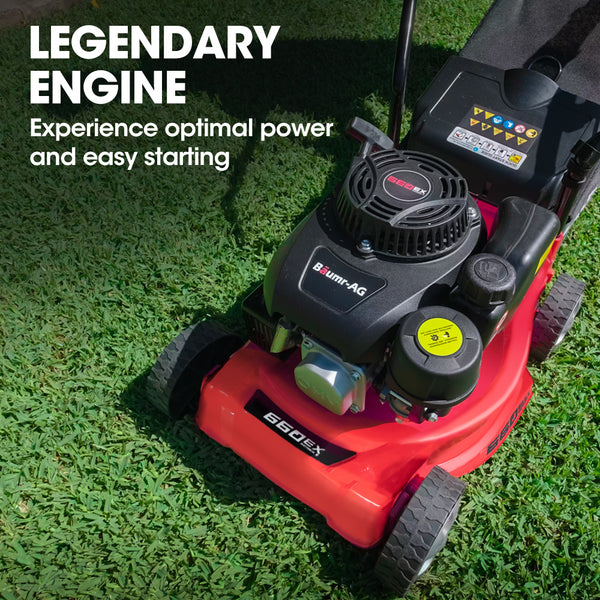 Baumr Ag 139Cc Lawn Mower 4 Stroke 16 Inch Petrol Lawnmower Hand Push Engine 35L Catcher Petrol Mowers