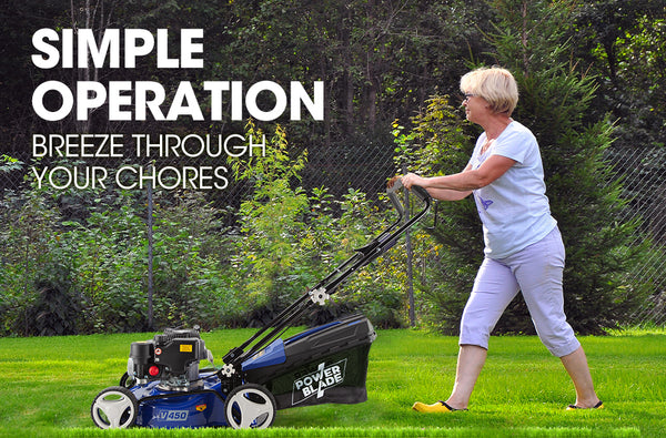 Powerblade Lawn Mower 139Cc 17 Petrol Powered Push Lawnmower 4 Stroke Engine Petrol Mowers