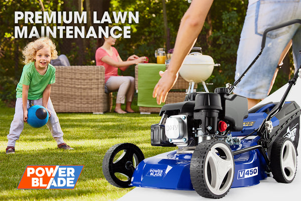 Powerblade Lawn Mower 139Cc 17 Petrol Powered Push Lawnmower 4 Stroke Engine Petrol Mowers