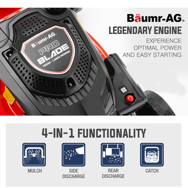 Baumr Ag Lawn Mower 18 220Cc Petrol Self Propelled Push Lawnmower 4 Stroke Petrol Mowers