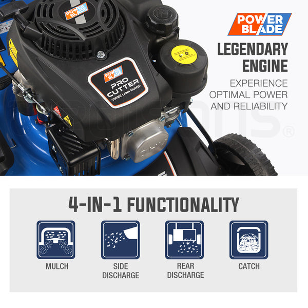 Powerblade 175Cc 18" Lawn Mower Electric Start Petrol Self Propelled Lawnmower Inch Petrol Mowers