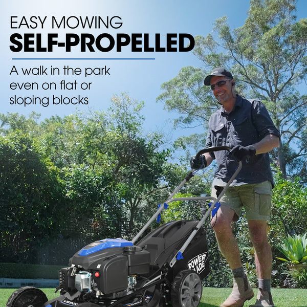 Powerblade 20' 200Cc Self Propelled Lawn Mower 7 Height Steel Deck Wash Port Ohv 4 Stroke Petrol Vs900 Lawn Mowers