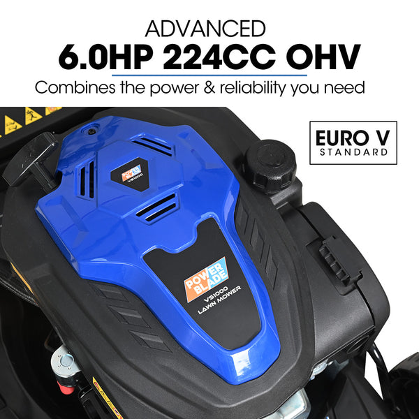 Powerblade 22' 224Cc Self Propelled Lawn Mower Electric Start 7 Height Steel Deck Wash Port Ohv Stroke Petrol Vs1000 Lawn Mowers