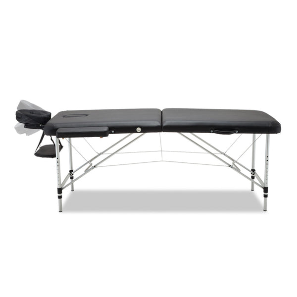 Zenses Massage Table 75Cm Portable 2 Fold Aluminium Beauty Bed Black Massage Tables & Chairs
