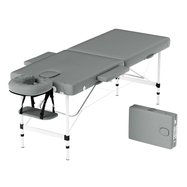 Zenses Massage Table 75Cm Portable 2 Fold Aluminium Beauty Bed Black Massage Tables & Chairs