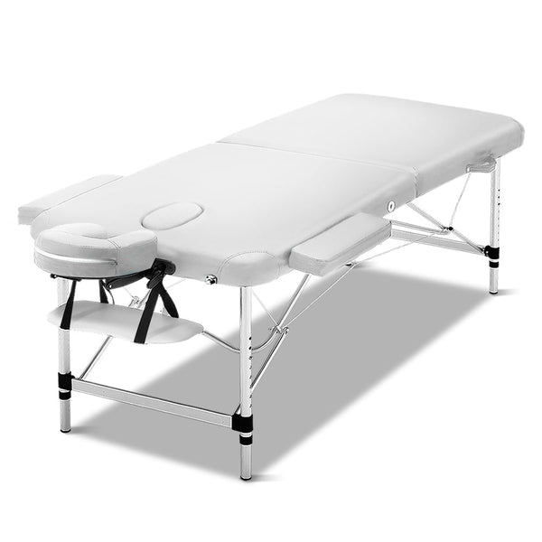 Zenses Massage Table 75Cm Portable 2 Fold Aluminium Beauty Bed Black Massage Tables & Chairs