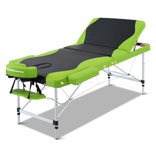 Zenses Massage Table 75Cm Portable 3 Fold Aluminium Beauty Bed Black Massage Tables & Chairs