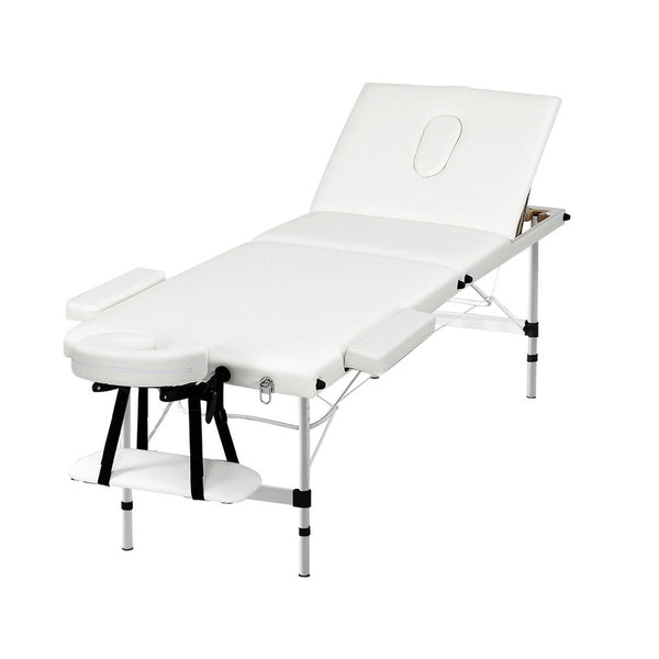 Zenses Massage Table 65Cm Portable 3 Fold Aluminium Beauty Bed Black Massage Tables & Chairs