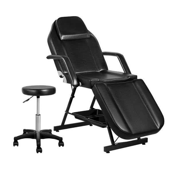 Zenses Massage Table Adjustable Salon Bed Chair 3 Fold Black Massage Tables & Chairs