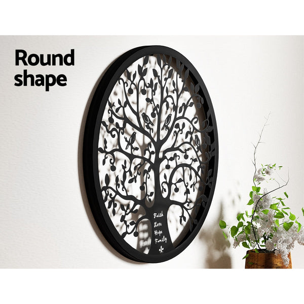 Artiss Metal Hanging Sculpture Home Decor Leaf Tree Of Life Round Frame Wall Art