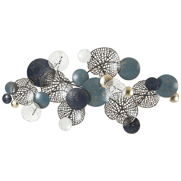 Artiss Metal Hanging Sculpture 132Cm Home Decor Leaf Circles Blue Wall Art